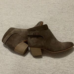 Vince Chocolate Suede Harriet Ankle Boots
